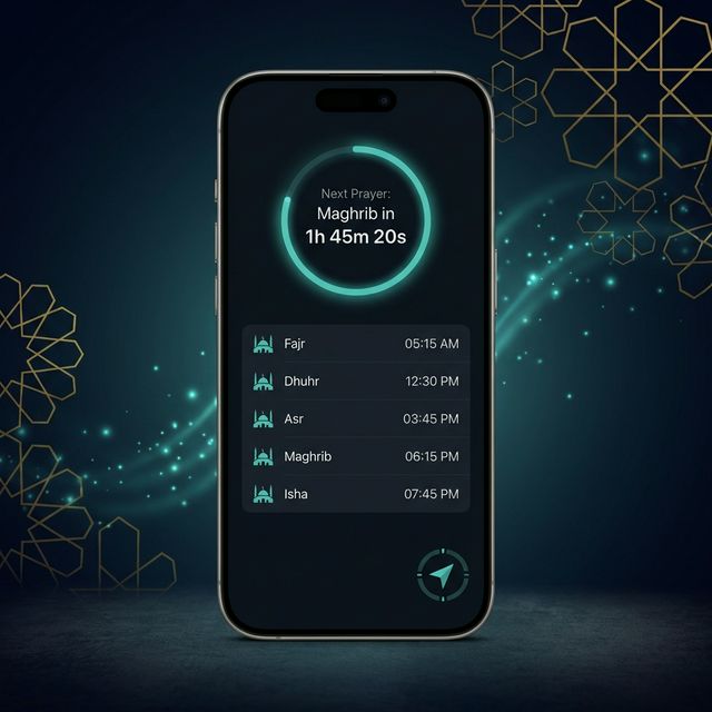 Ensar app screenshot showing prayer times